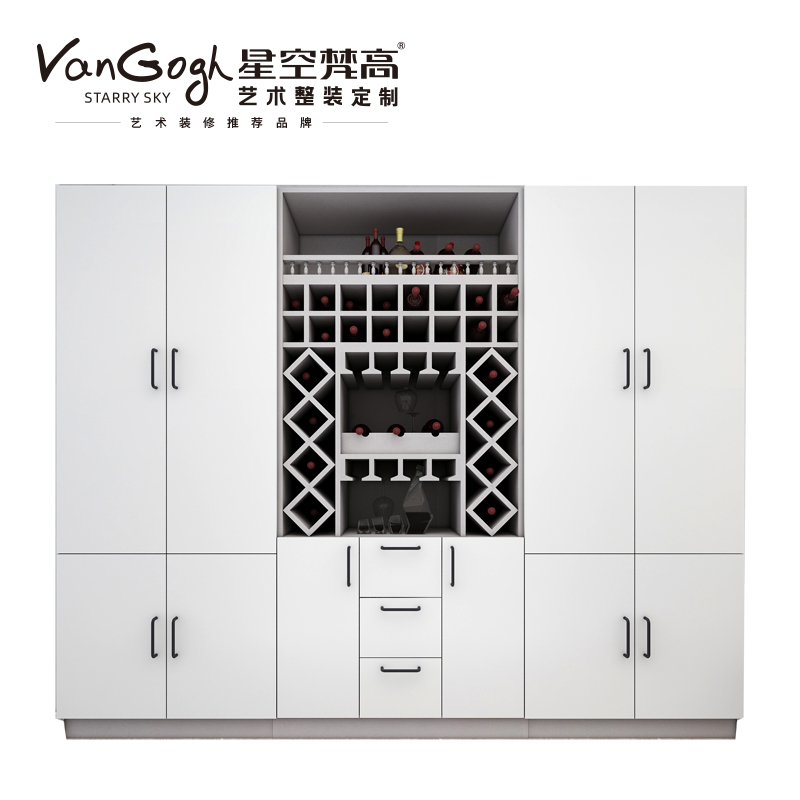 整體定制酒柜 巴克卡爾·玉石白+艾格黃橡酒柜 整體定制酒柜 巴克卡爾·玉石白+艾格黃橡酒柜
